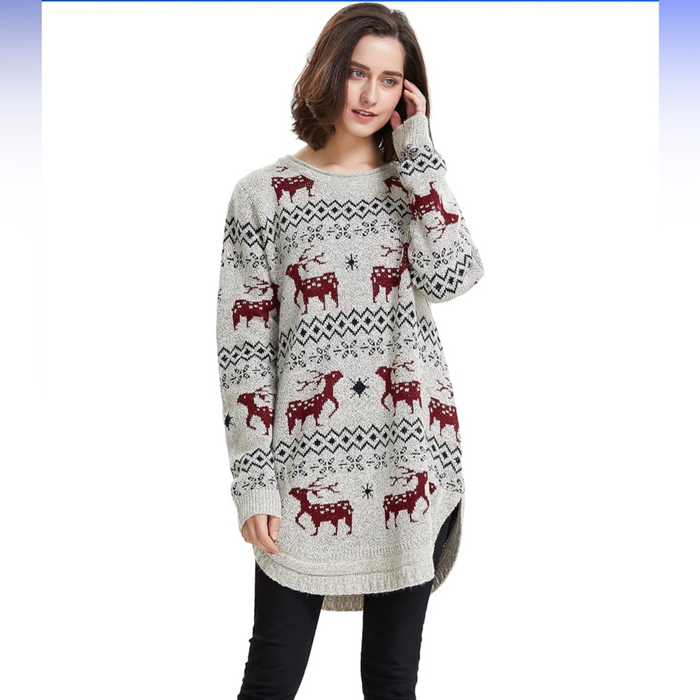 Nordic Reindeer Tunic Sweater - Picture 3 of 9